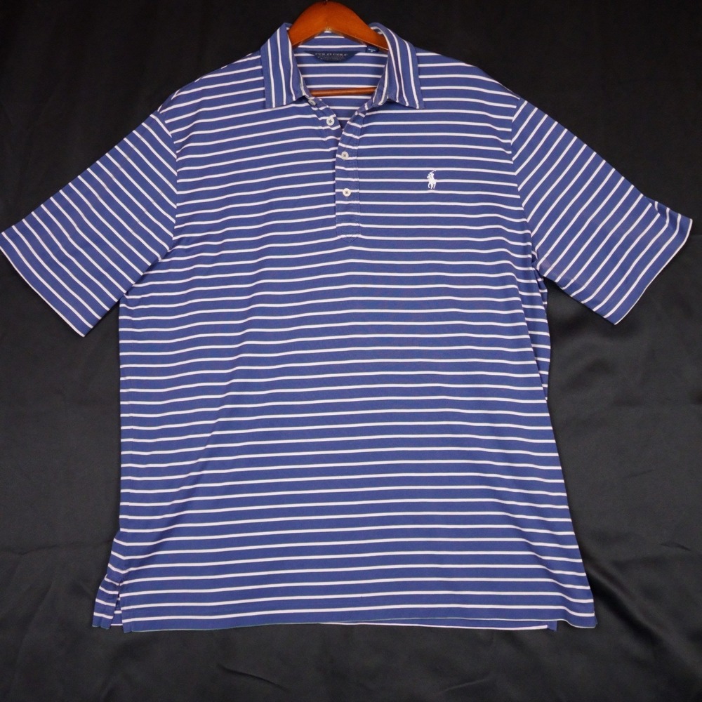 Polo Golf Ralph Lauren Polo Mens XL Blue Striped Pima Cotton Short Sleeve